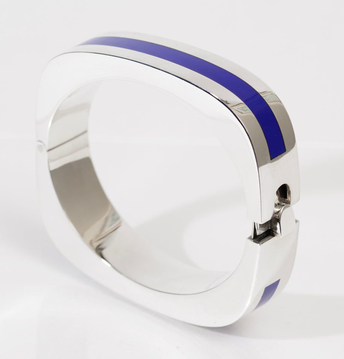 Vintage Taxco Mexico 950 Sterling Silver & Enamel Modernist Bangle/Bracelet (A1949)