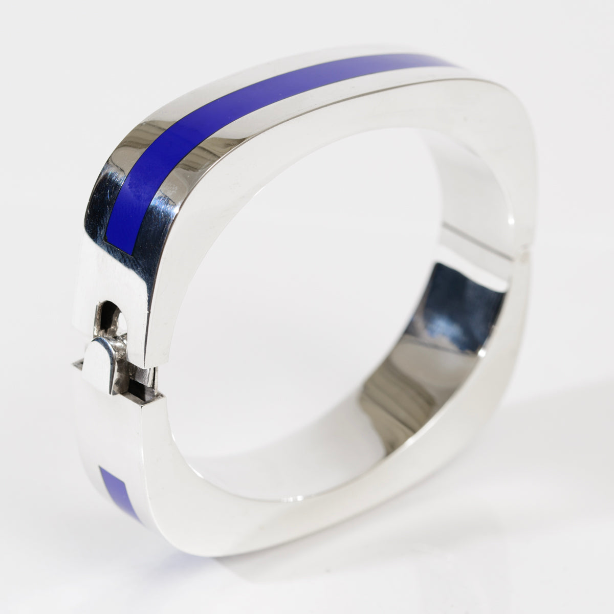 Vintage Taxco Mexico 950 Sterling Silver & Enamel Modernist Bangle/Bracelet (A1949)