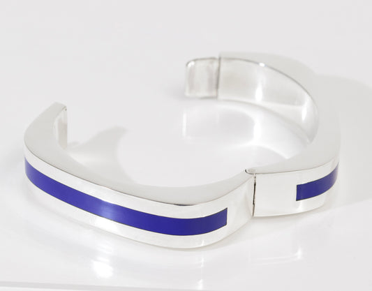 Vintage Taxco Mexico 950 Sterling Silver & Enamel Modernist Bangle/Bracelet (A1949)