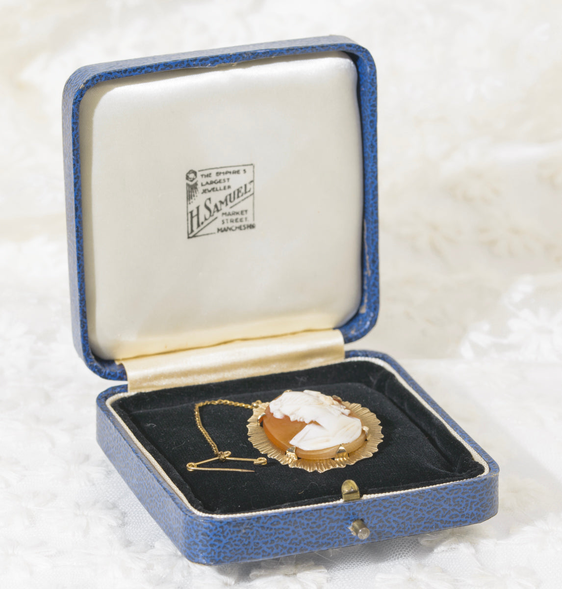 Vintage 9ct Gold Portrait Cameo Brooch/Pin Starburst Mount 1970's Hallmarked (A1964)