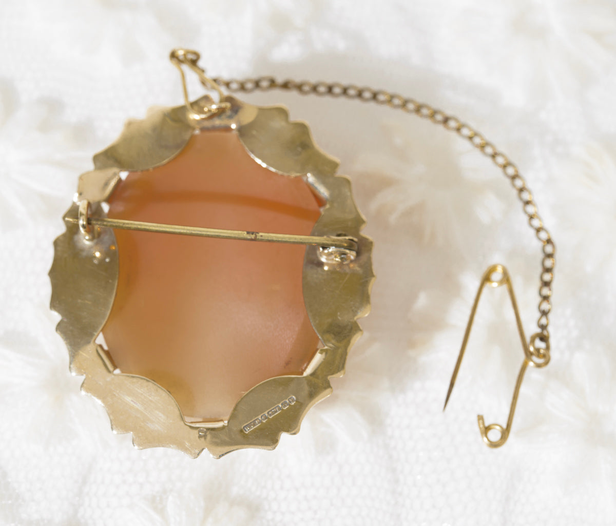 Vintage 9ct Gold Portrait Cameo Brooch/Pin Starburst Mount 1970's Hallmarked (A1964)