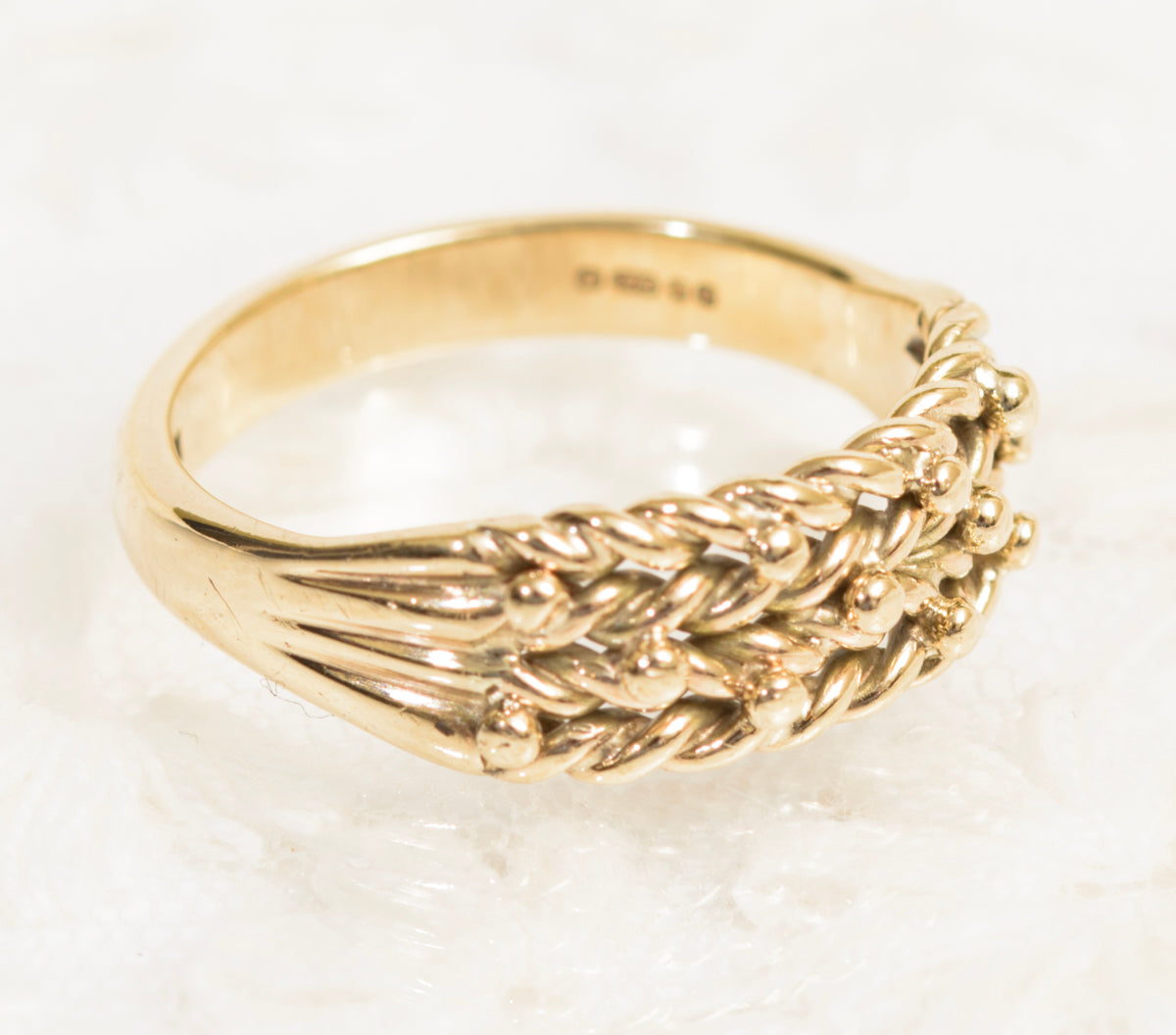 Vintage 9ct Yellow Gold Keeper Ring Unisex Design Size P1/2 (7.75) (A1970)