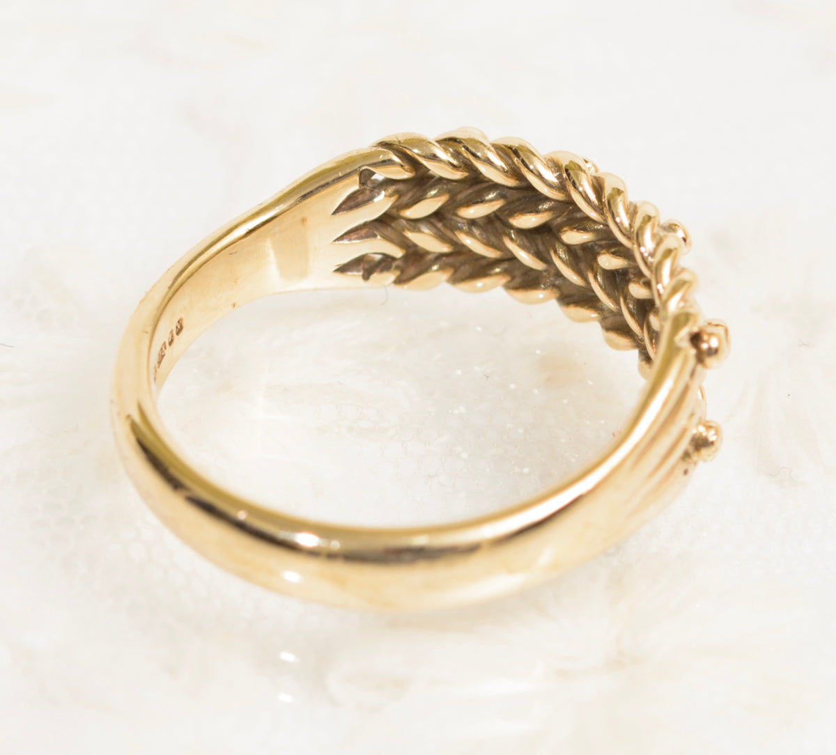 Vintage 9ct Yellow Gold Keeper Ring Unisex Design Size P1/2 (7.75) (A1970)