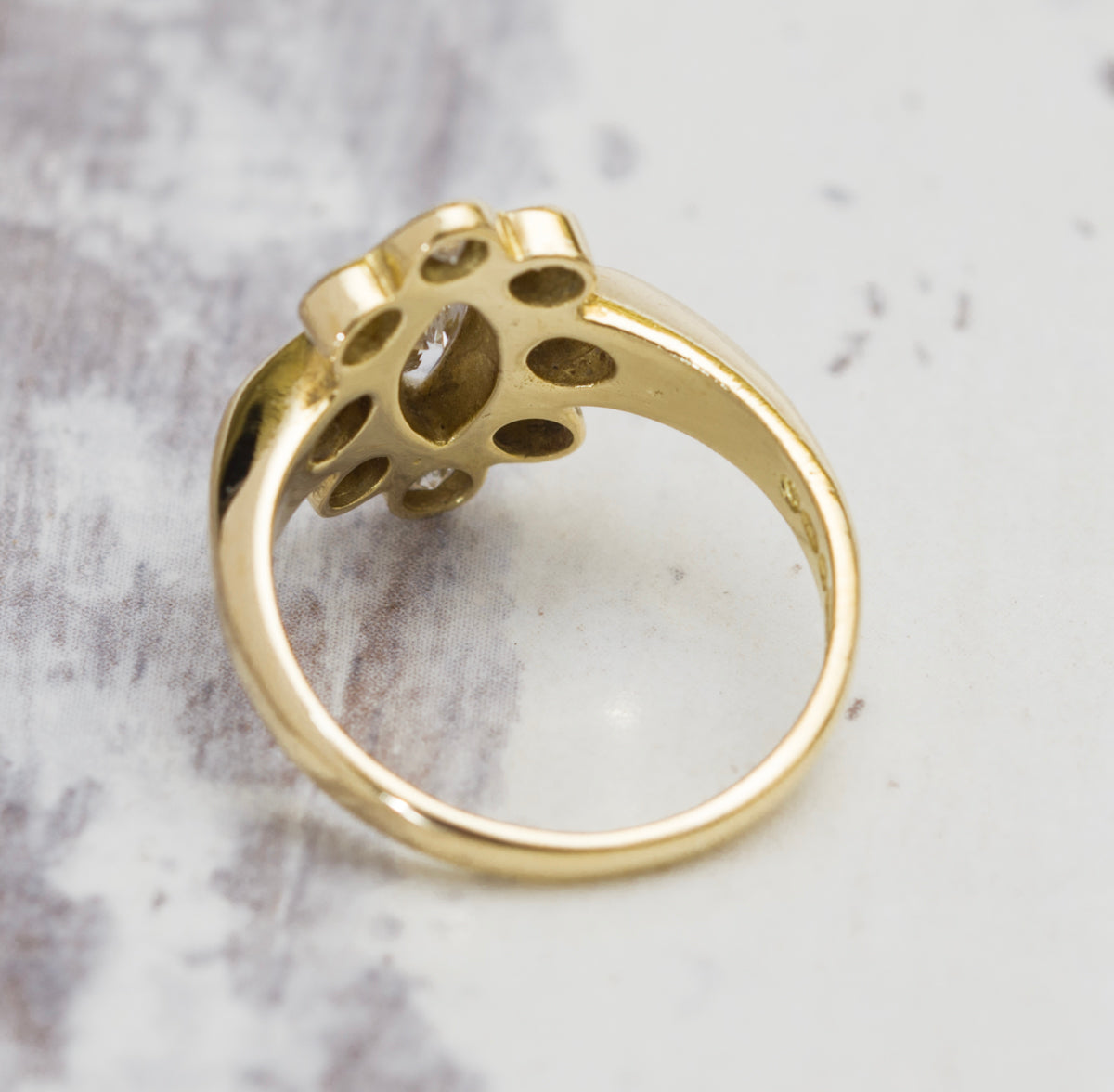 Vintage 18ct Yellow Gold Ring With Marquise Diamond & Halo 0.82 tcw (A2013)