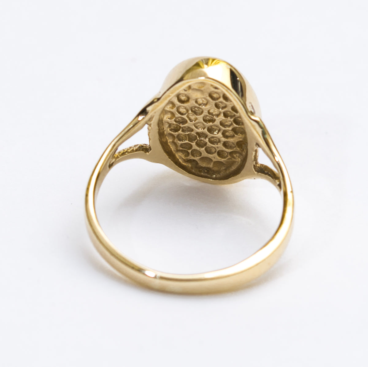 9ct Yellow Gold Blue John Ring With Oval Cabochon Hallmarked Sheffield Size K (A2024)