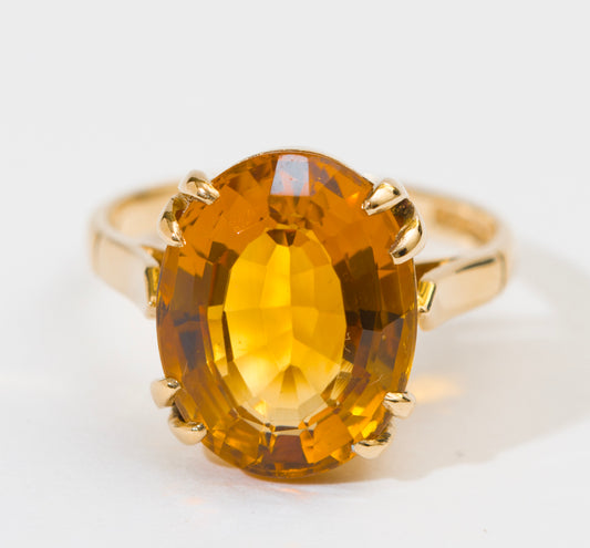 Vintage 9ct Yellow Gold & Citrine Solitaire Ring Large 5.75 Carat Gemstone(A2059)