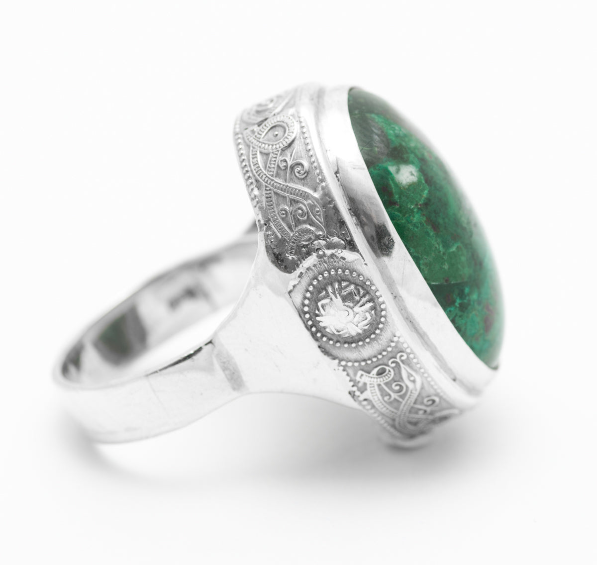 Sterling Silver & Chrysocolla Large Statement Ring Gilly & John Seago (Szego) (A2065)