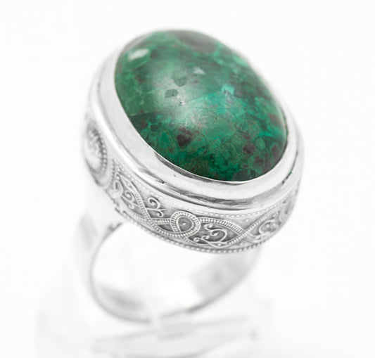 Sterling Silver & Chrysocolla Large Statement Ring Gilly & John Seago (Szego) (A2065)