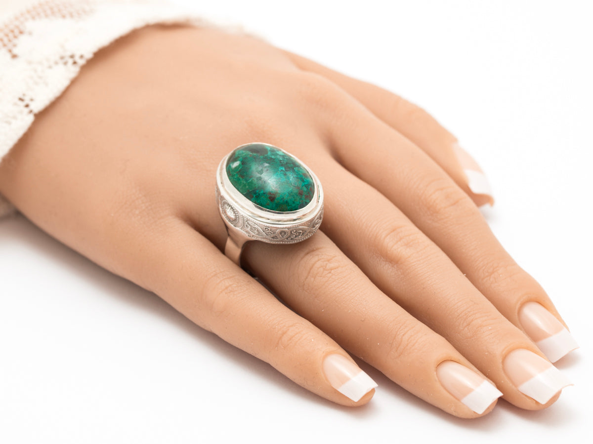 Sterling Silver & Chrysocolla Large Statement Ring Gilly & John Seago (Szego) (A2065)