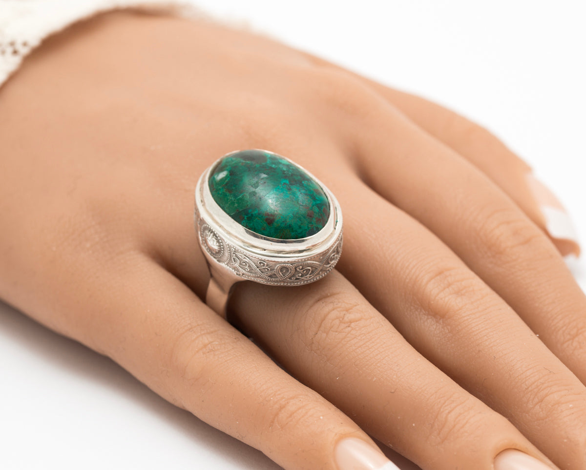 Sterling Silver & Chrysocolla Large Statement Ring Gilly & John Seago (Szego) (A2065)