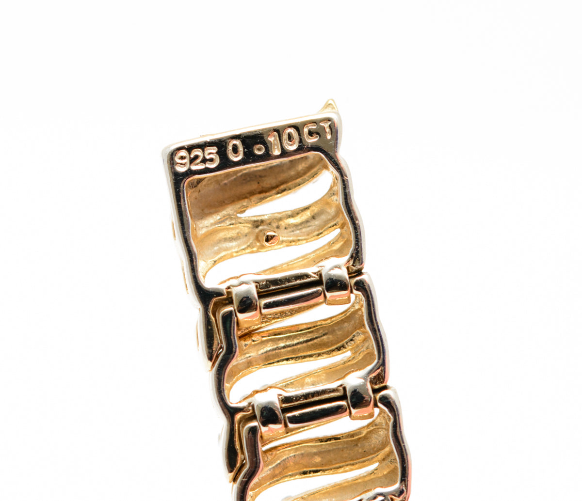 Hallmarked 925 Sterling Silver Gilt & Natural Diamond S Link Bracelet (A2076)
