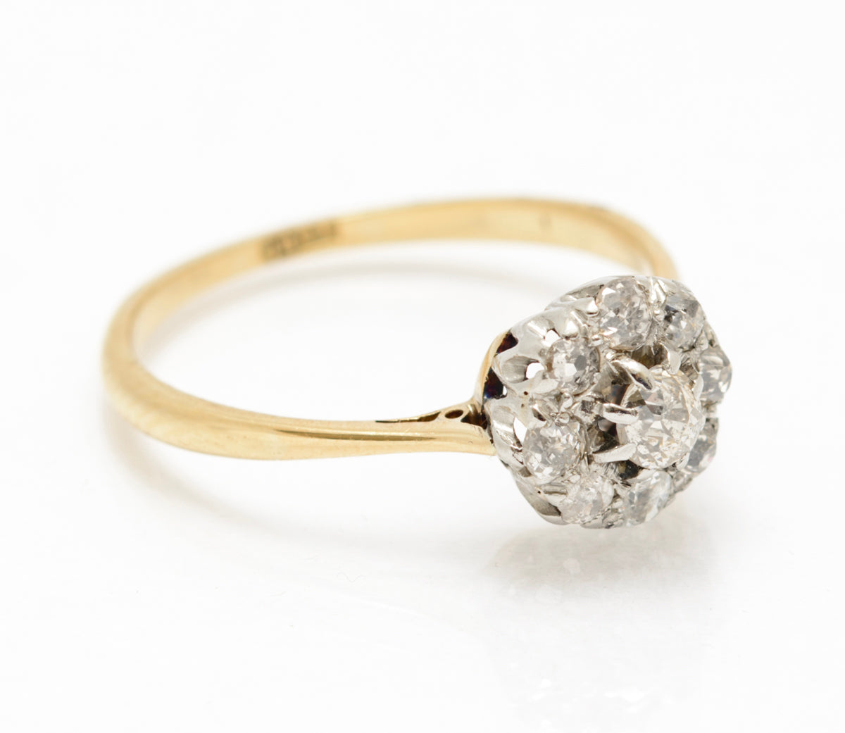 Antique 18ct Yellow Gold & 0.6 Carat Natural Diamond Cluster Ring c.1920 (A2082)