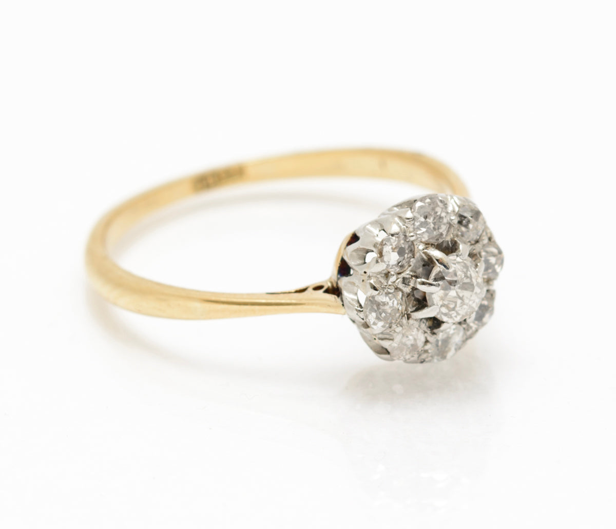 Antique 18ct Yellow Gold & 0.6 Carat Natural Diamond Cluster Ring c.1920 (A2082)