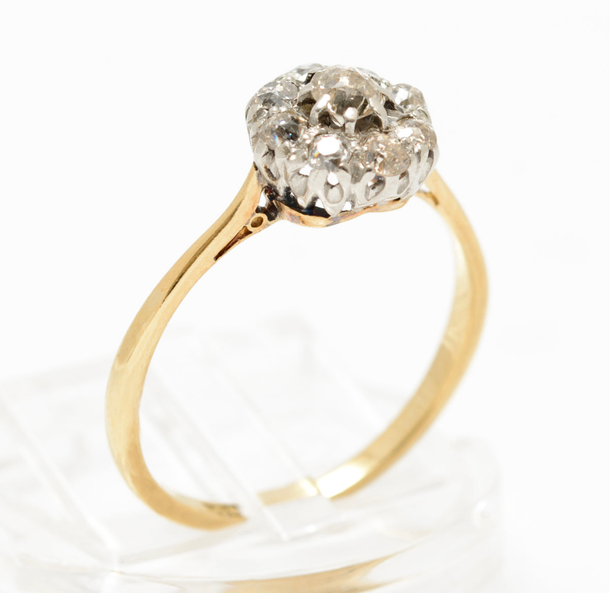 Antique 18ct Yellow Gold & 0.6 Carat Natural Diamond Cluster Ring c.1920 (A2082)