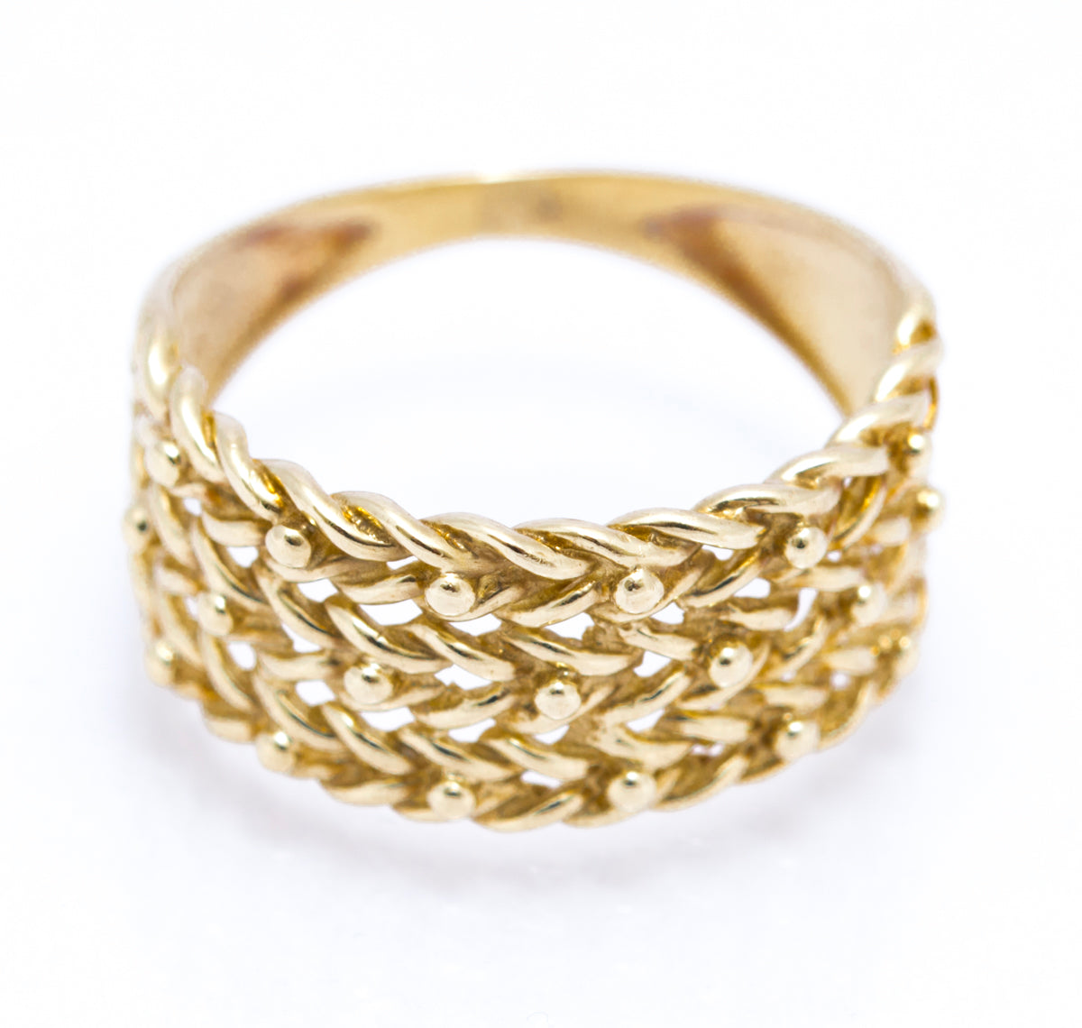 Vintage 1980's 3 Row Keeper Ring in 9ct Yellow Gold Sheffield Hallmark Size P1/2 (A2107)