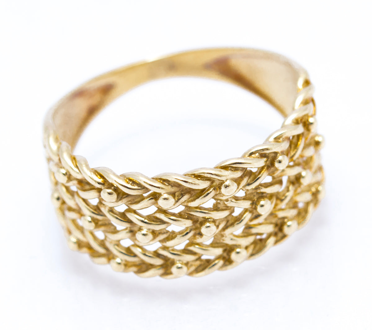 Vintage 1980's 3 Row Keeper Ring in 9ct Yellow Gold Sheffield Hallmark Size P1/2 (A2107)