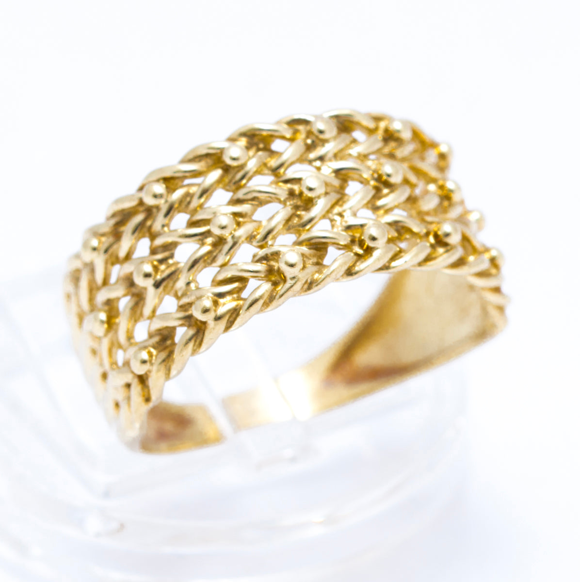 Vintage 1980's 3 Row Keeper Ring in 9ct Yellow Gold Sheffield Hallmark Size P1/2 (A2107)