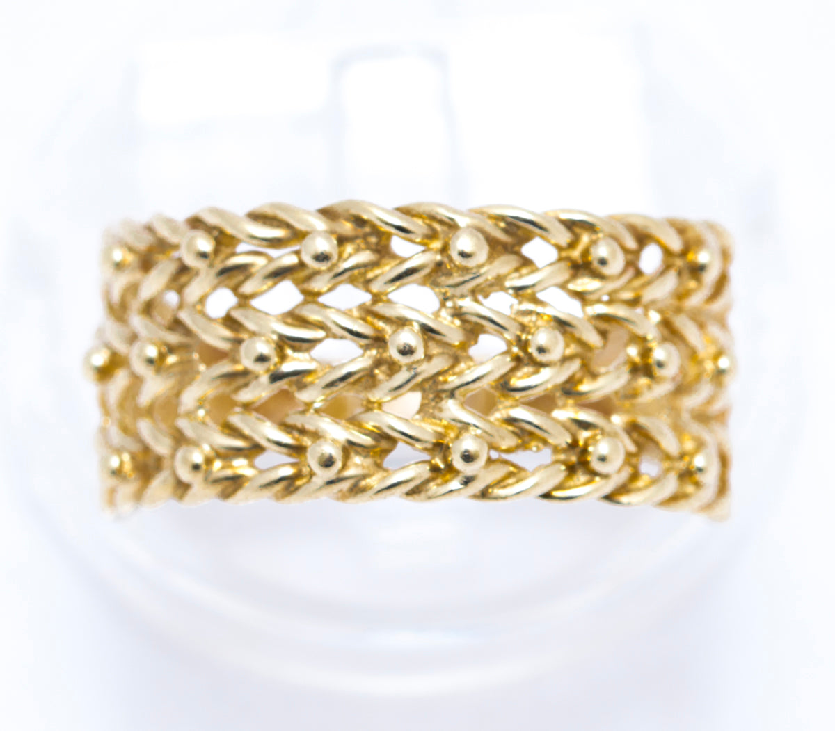 Vintage 1980's 3 Row Keeper Ring in 9ct Yellow Gold Sheffield Hallmark Size P1/2 (A2107)