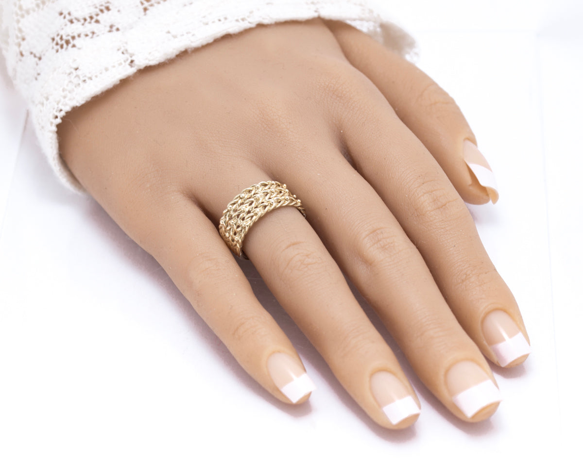 Vintage 1980's 3 Row Keeper Ring in 9ct Yellow Gold Sheffield Hallmark Size P1/2 (A2107)
