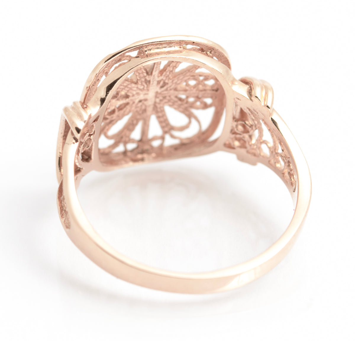 Vintage 9ct Rose Gold Filigree Ring With Bright Cut Detail & Sheffield Hallmark (A2113)