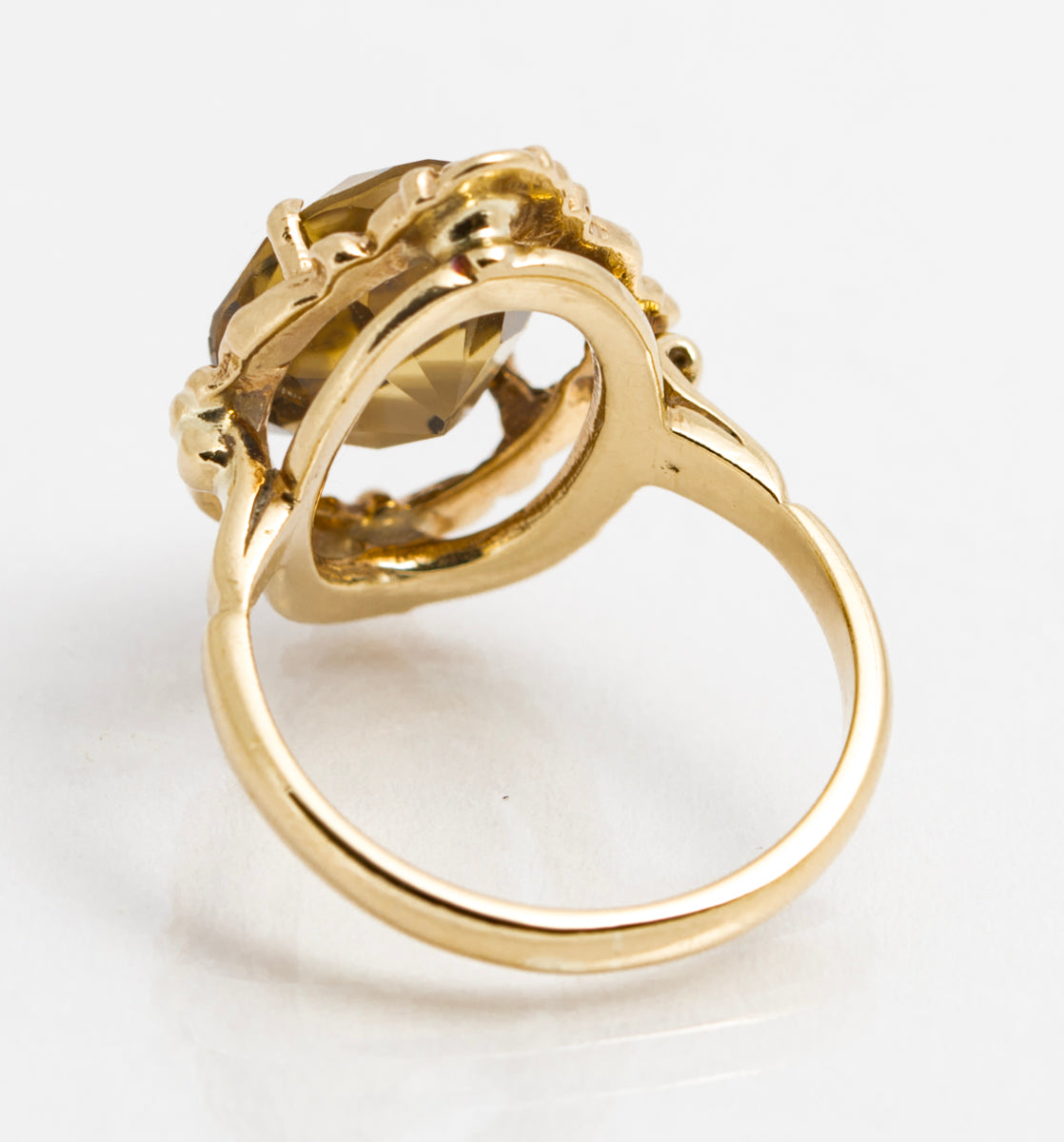 Vintage 9ct Gold Ring With 3.9 Carat Smoky Citrine & Decorative Mount Size K1/2 (A2119)