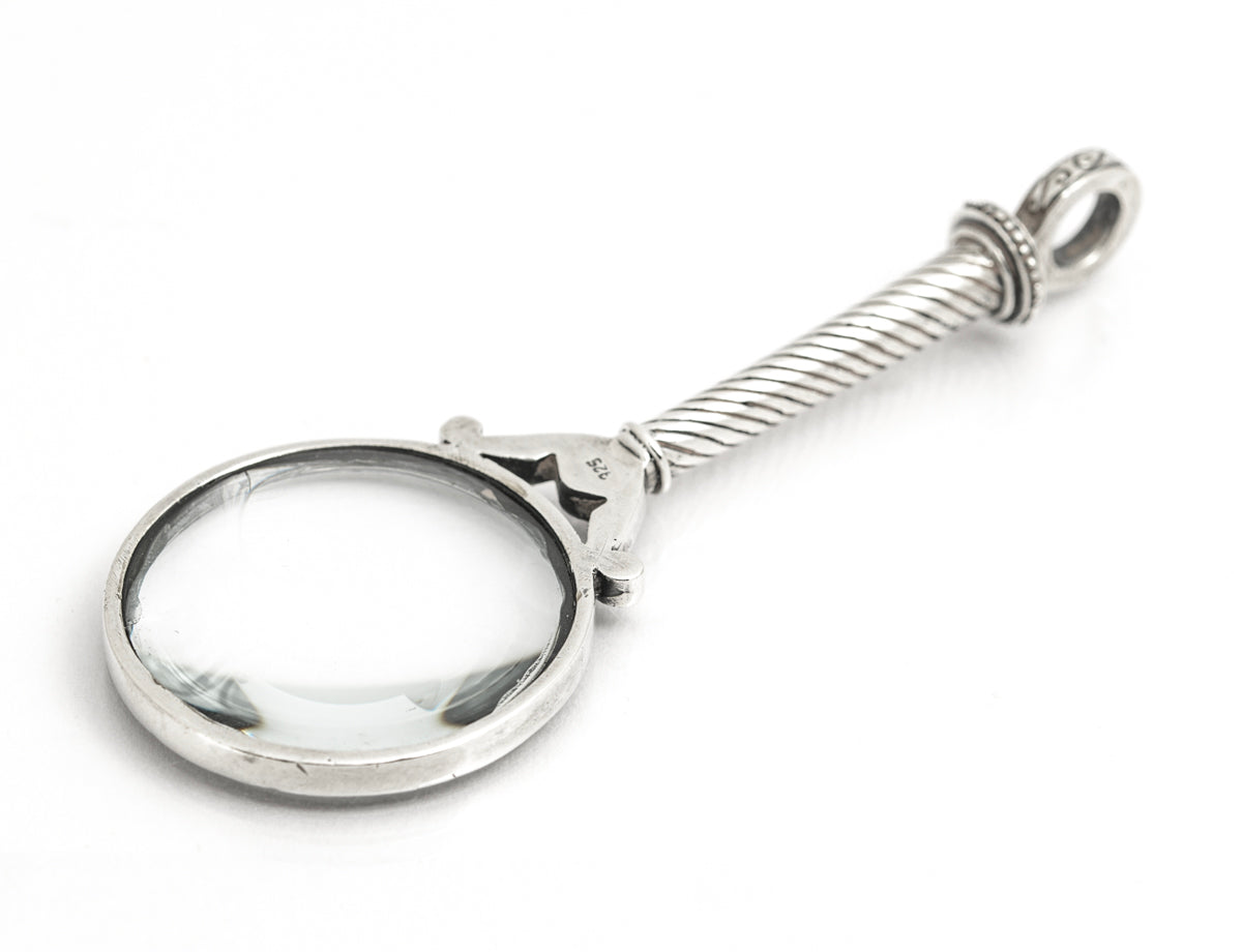 Antique/Vintage Sterling Silver & Marcasite Magnifying Glass Chatelaine Type(A2160)
