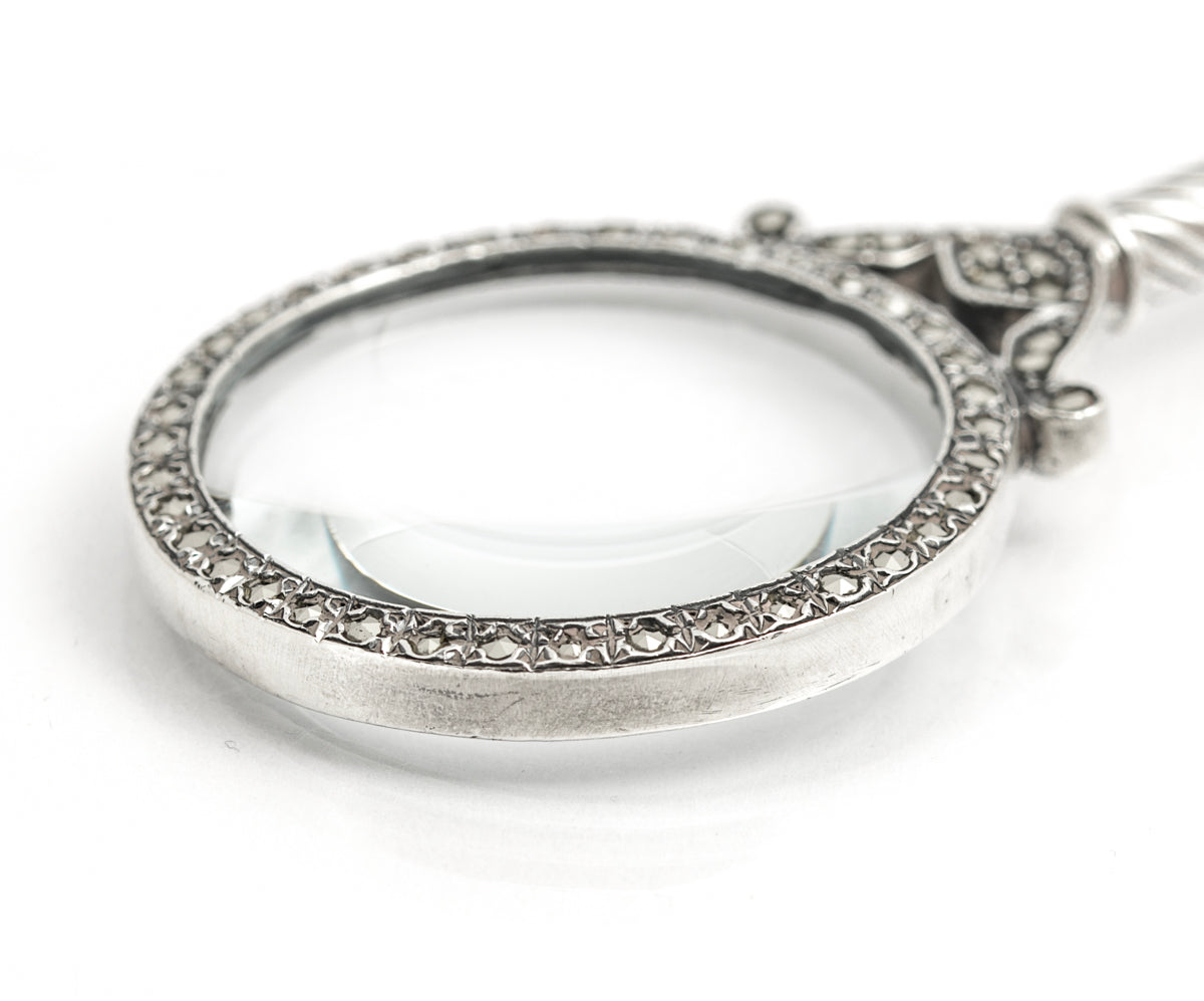 Antique/Vintage Sterling Silver & Marcasite Magnifying Glass Chatelaine Type(A2160)