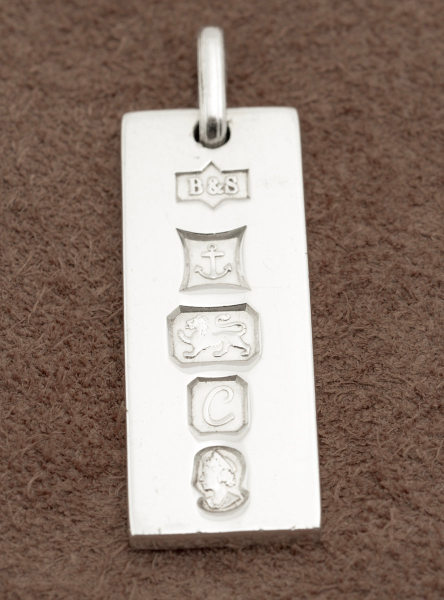 Vintage Sterling Silver Ingot Pendant With Feature Hallmarks Birmingham 1977 (B2181)
