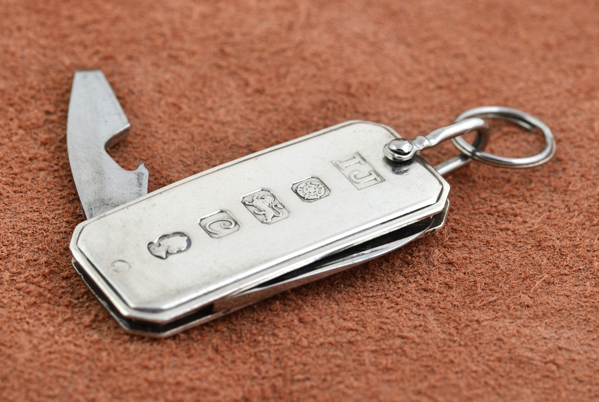 Vintage Novelty Sterling Silver Ingot Pendant / Pen Knife & Bottle Opener (B2196)