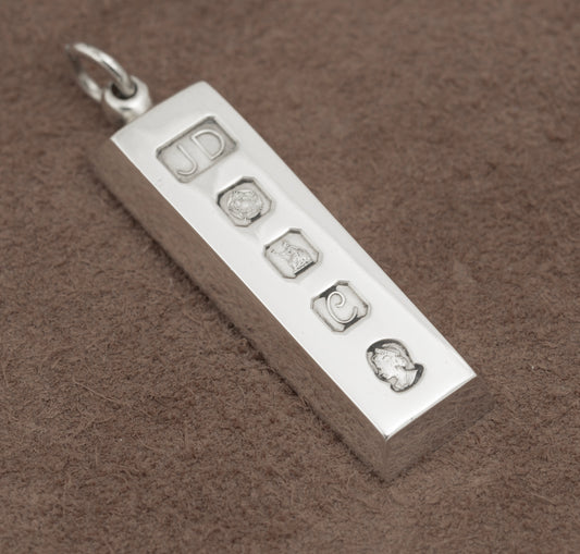 Vintage Britannia Sterling Silver 958 Ingot Pendant Jubilee Feature Hallmarks (B2206)