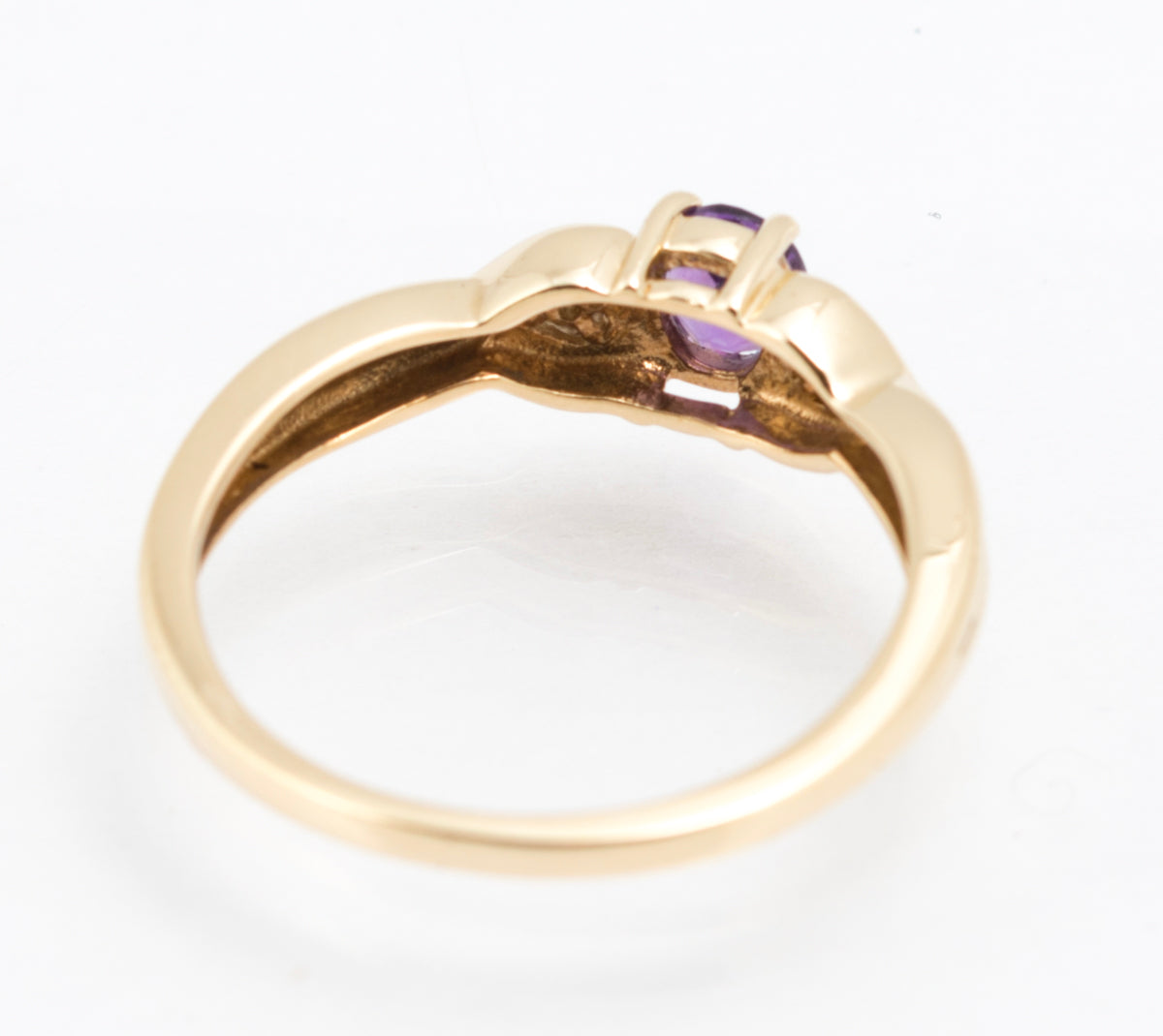 Elegant 9ct Yellow Gold Ladies Natural Amethyst & Diamond Ring Vintage 1990's (B2214)