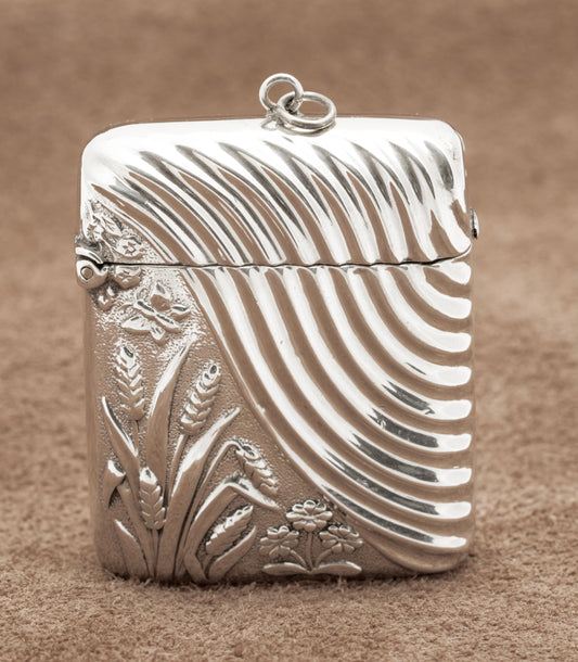Antique Victorian Sterling Silver Aesthetic Design Vesta Case Hallmarked 1893 (B2224)