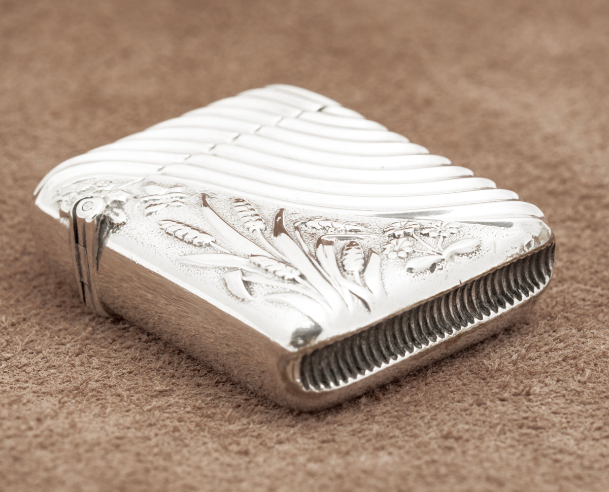 Antique Victorian Sterling Silver Aesthetic Design Vesta Case Hallmarked 1893 (B2224)