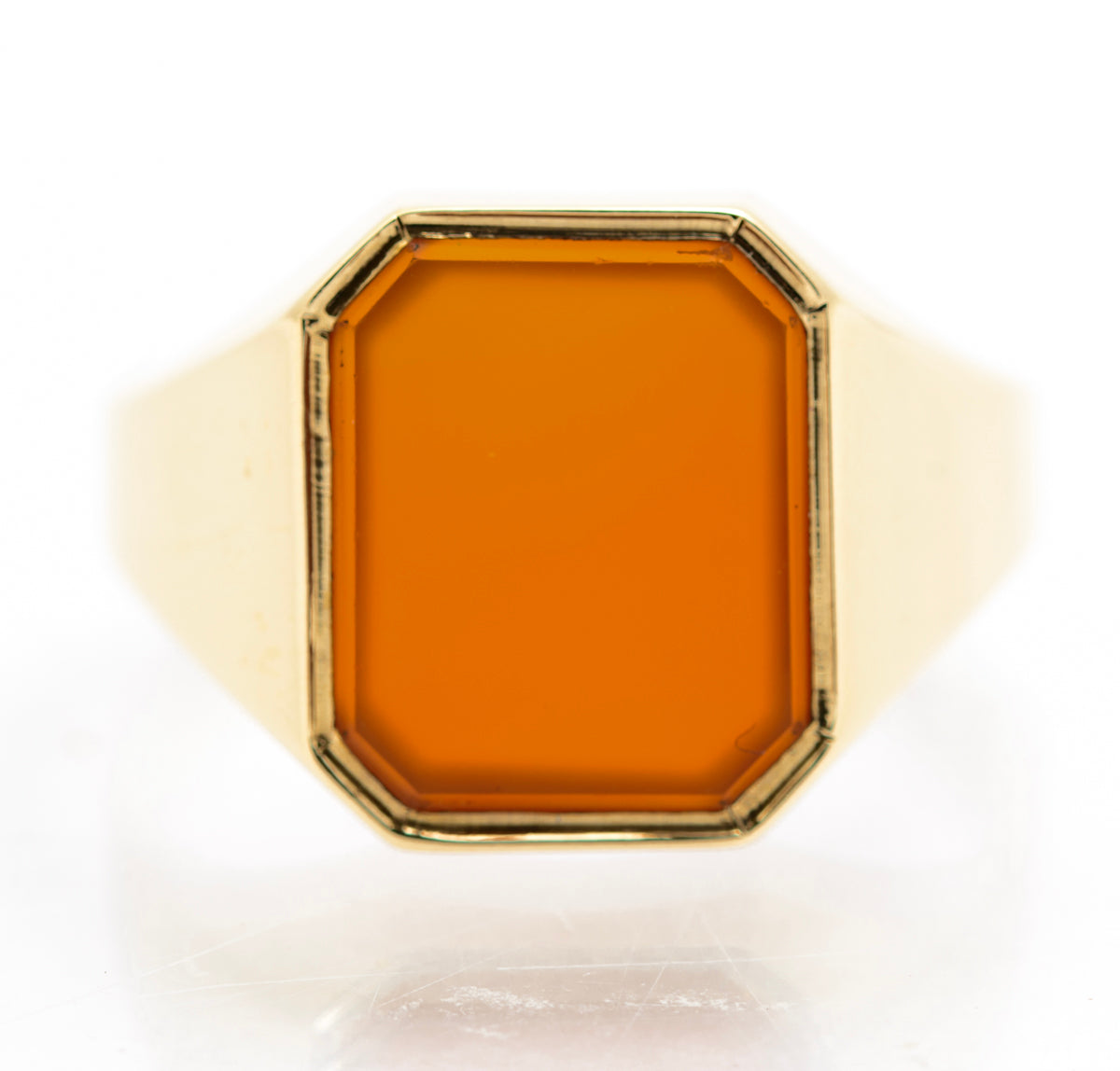 Vintage 9ct Yellow Gold Mens Signet Ring With Carnelian Gemstone 1970's Retro (B2228)