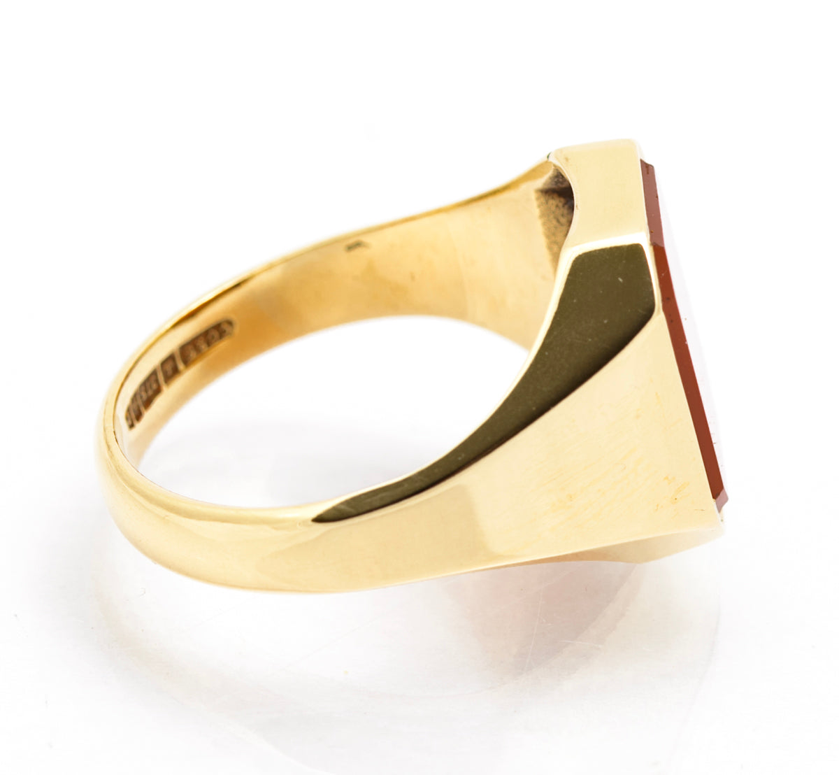 Vintage 9ct Yellow Gold Mens Signet Ring With Carnelian Gemstone 1970's Retro (B2228)