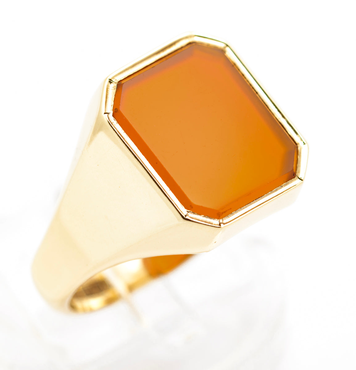 Vintage 9ct Yellow Gold Mens Signet Ring With Carnelian Gemstone 1970's Retro (B2228)