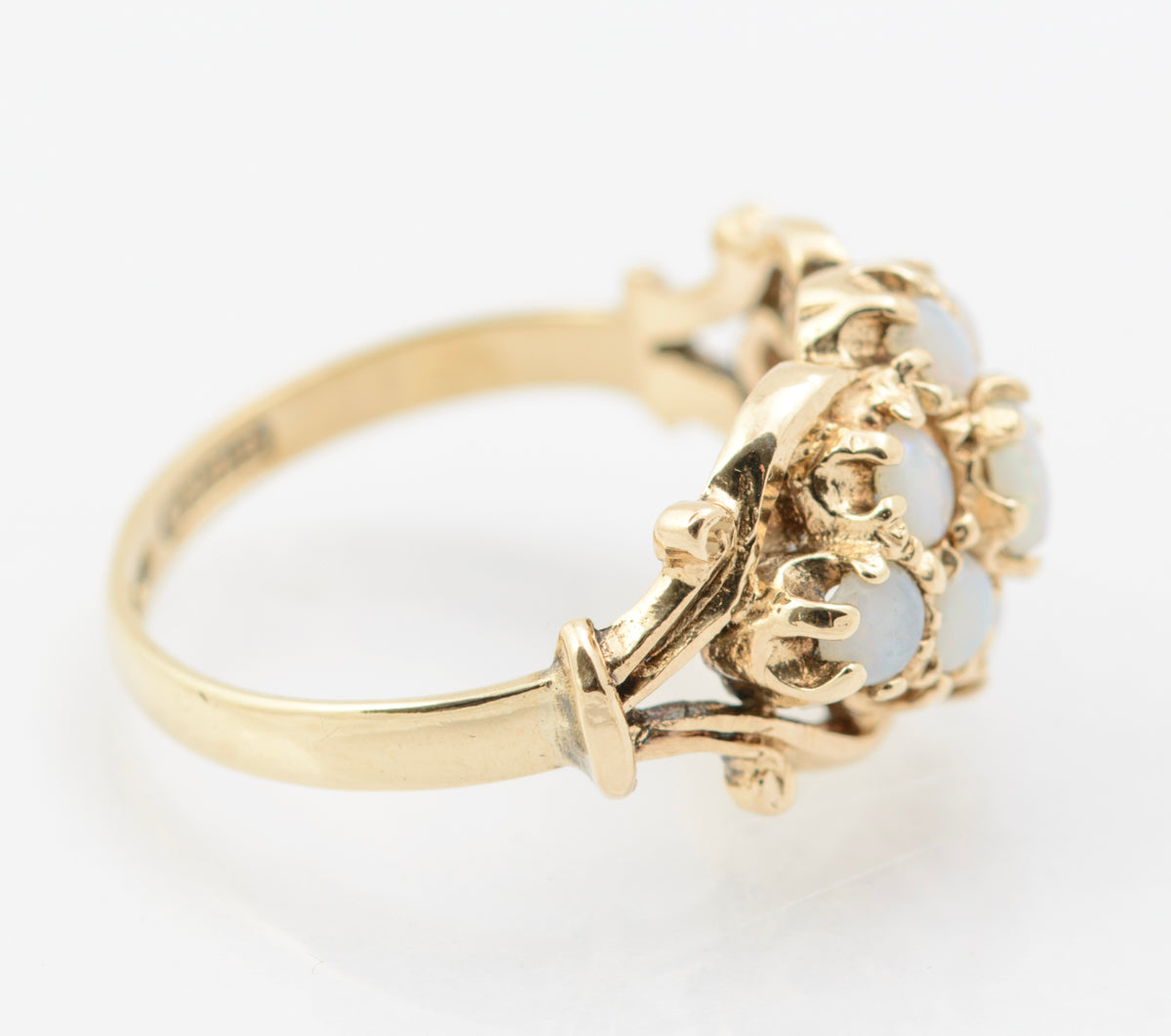 Vintage 9ct Gold & Natural Opal Cluster Fancy Dress Ring Hallmarked Birmingham 1976 (B2259)