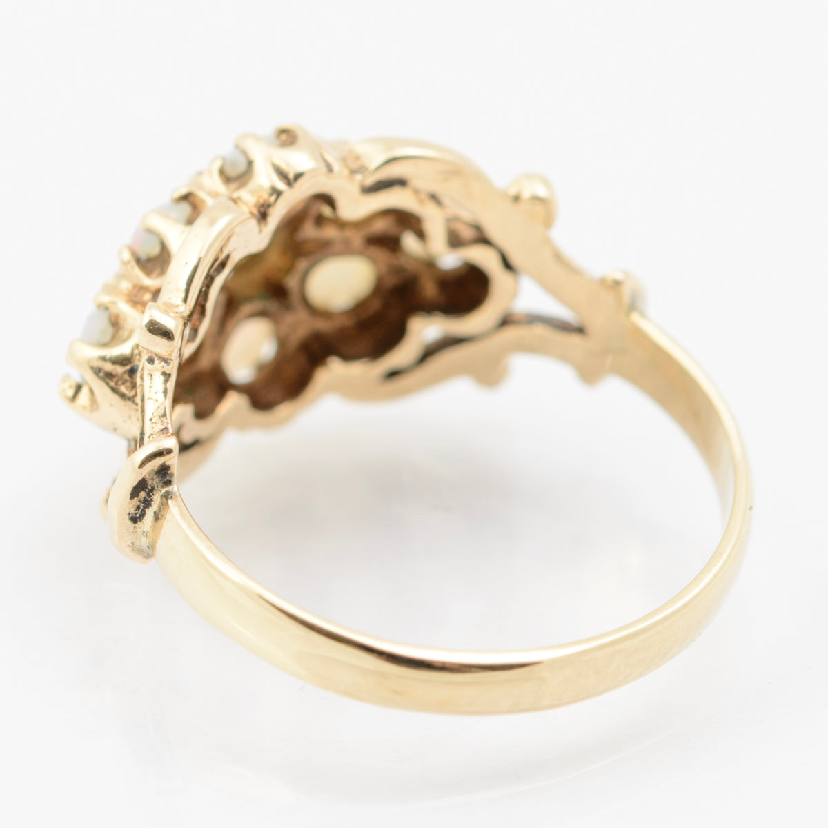 Vintage 9ct Gold & Natural Opal Cluster Fancy Dress Ring Hallmarked Birmingham 1976 (B2259)