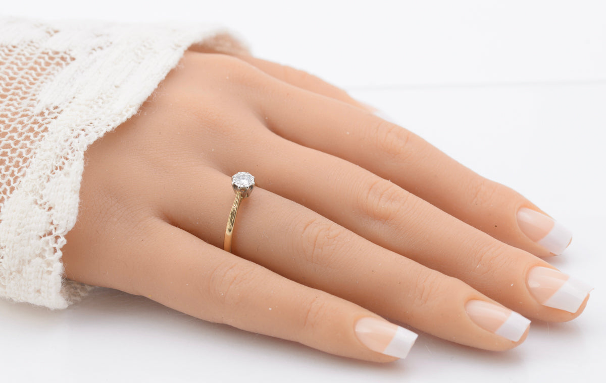 Vintage/Antique 18ct Gold & Natural Diamond Solitaire Engagement Ring c.1930 (B2261)