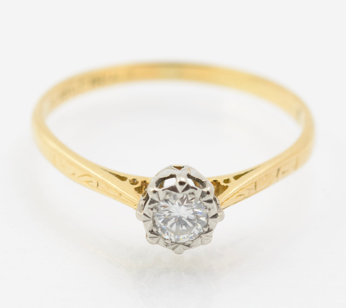 Vintage/Antique 18ct Gold & Natural Diamond Solitaire Engagement Ring c.1930 (B2261)