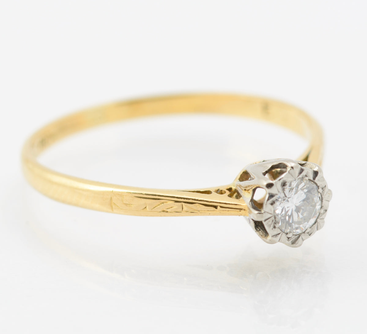 Vintage/Antique 18ct Gold & Natural Diamond Solitaire Engagement Ring c.1930 (B2261)