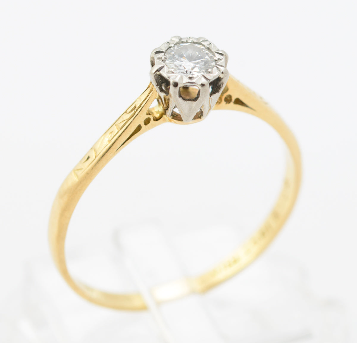 Vintage/Antique 18ct Gold & Natural Diamond Solitaire Engagement Ring c.1930 (B2261)