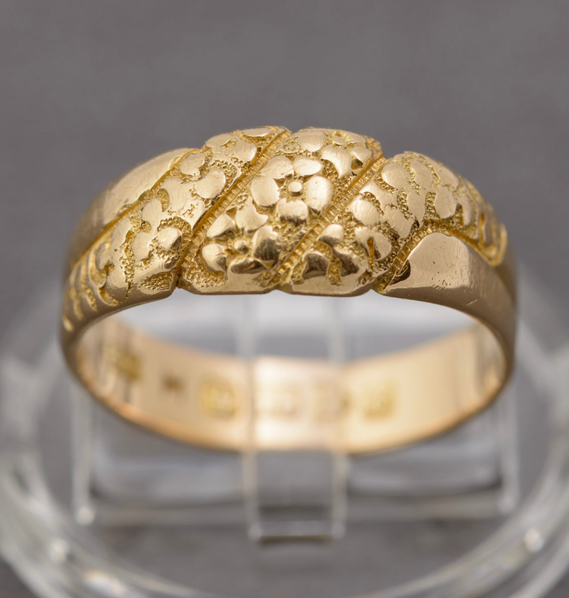 Antique Edwardian 18ct Solid Gold Ring Floral Design Chester Hallmark 1903 (B2294)