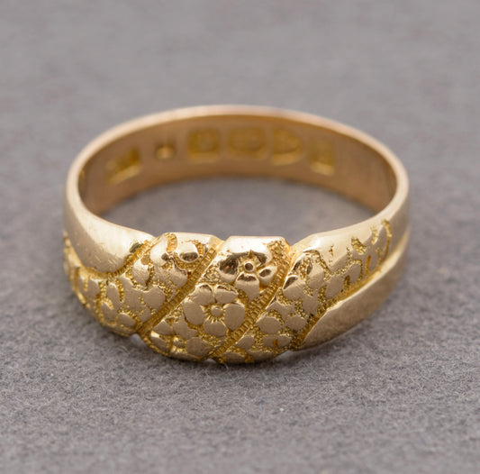 Antique Edwardian 18ct Solid Gold Ring Floral Design Chester Hallmark 1903 (B2294)