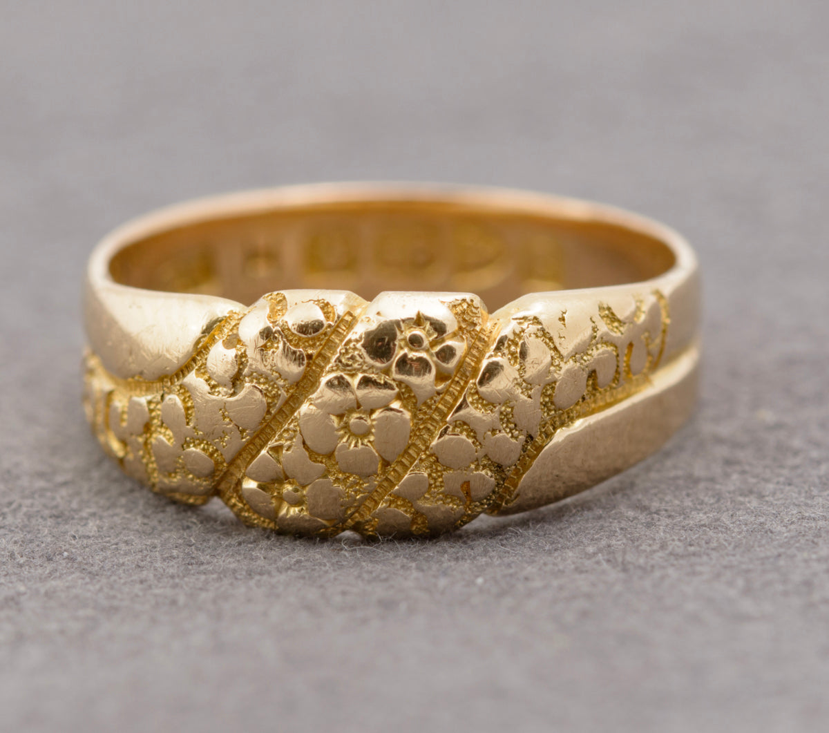 Antique Edwardian 18ct Solid Gold Ring Floral Design Chester Hallmark 1903 (B2294)