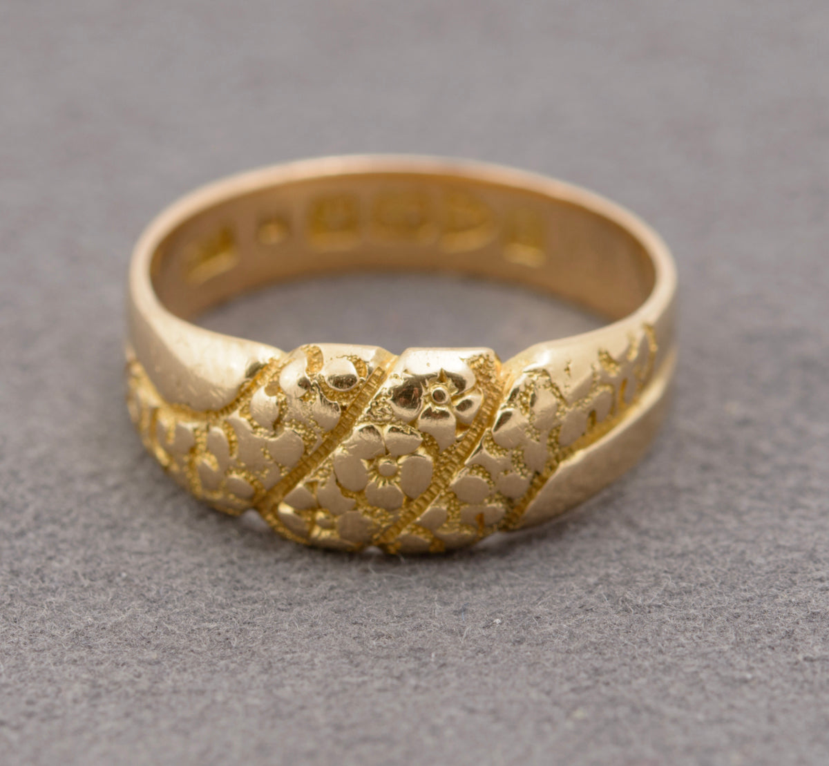 Antique Edwardian 18ct Solid Gold Ring Floral Design Chester Hallmark 1903 (B2294)