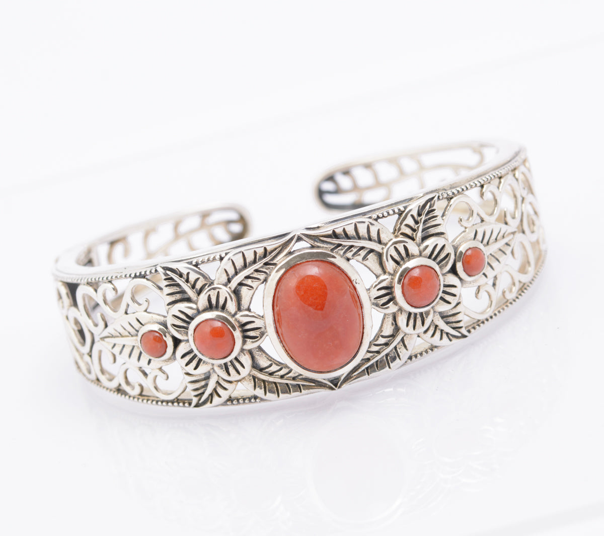 Vintage Sterling Silver & Carnelian Gemstone Bangle / Bracelet Fine Quality (B2323)