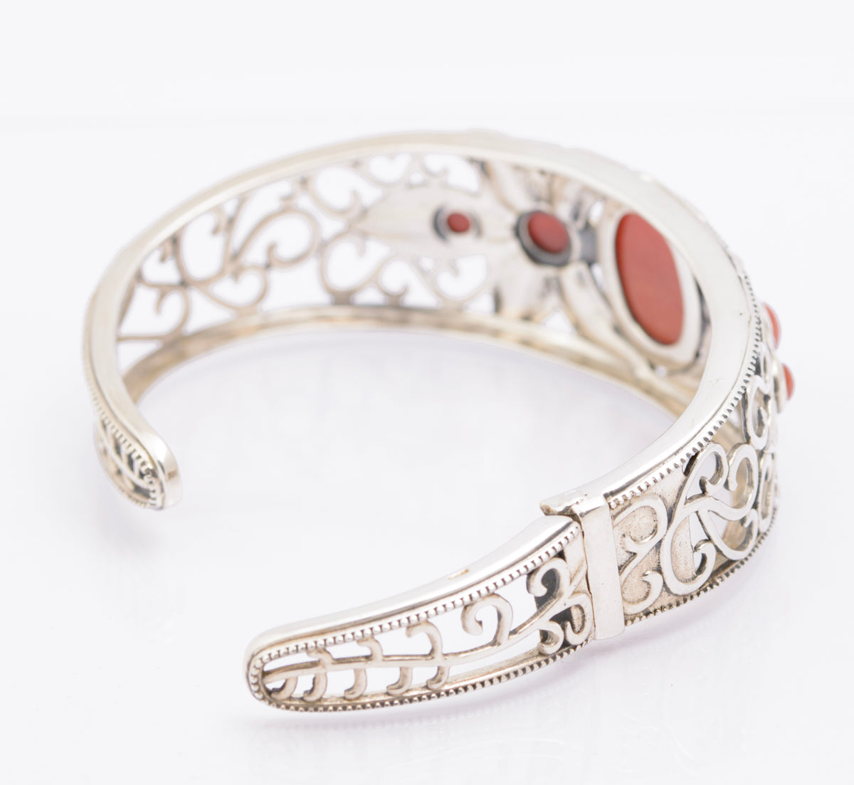 Vintage Sterling Silver & Carnelian Gemstone Bangle / Bracelet Fine Quality (B2323)