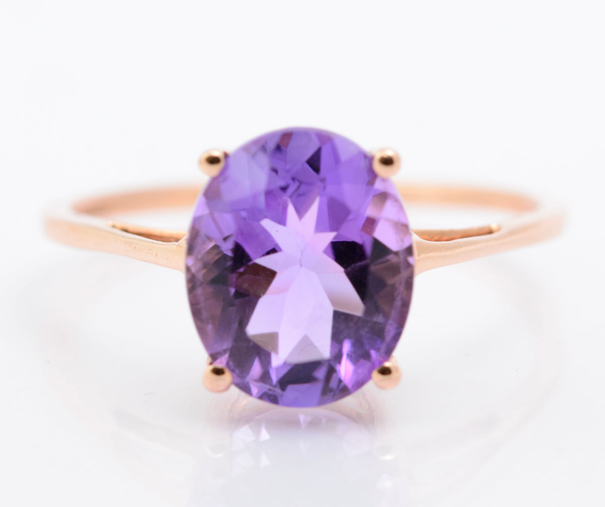 Elegant Ladies 9ct Rose Gold & 3 Carat Lavender Amethyst Solitaire Ring (B2326)