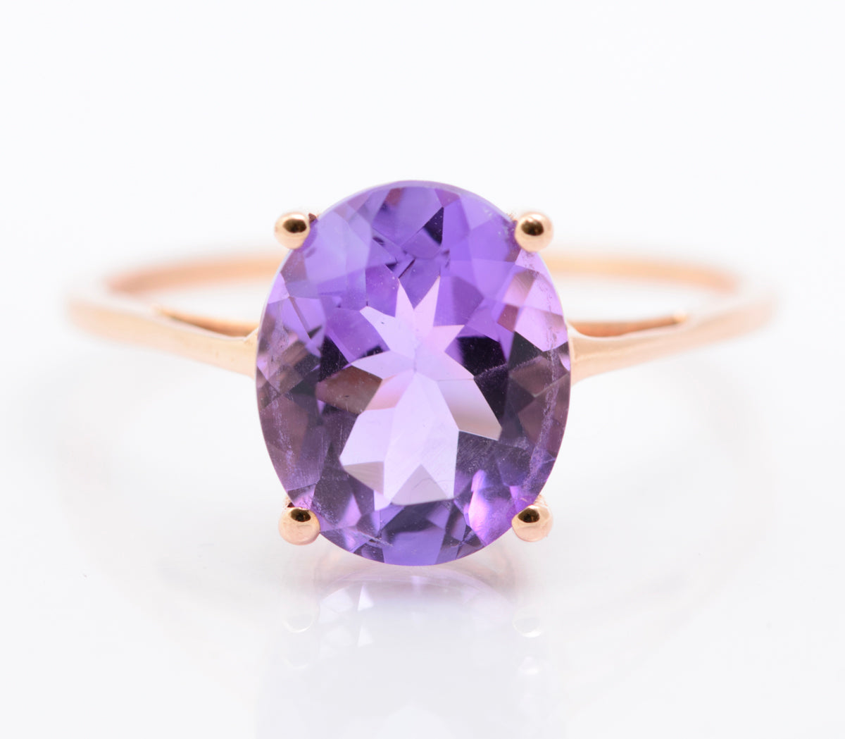Elegant Ladies 9ct Rose Gold & 3 Carat Lavender Amethyst Solitaire Ring (B2326)